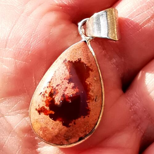 Pendentif opale de feu Mexique cantera orange rouge - Photo 1/22