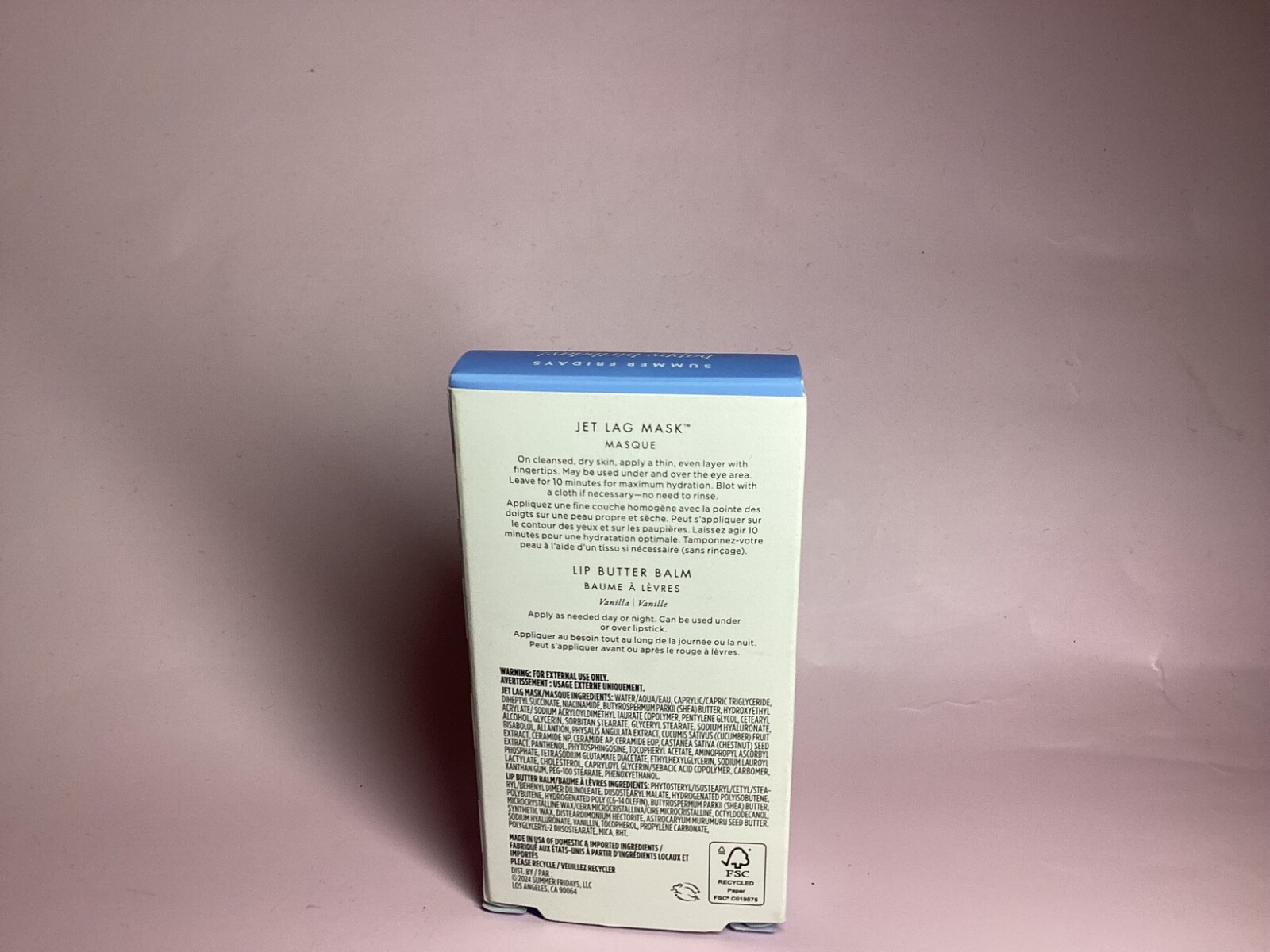 Sephora Summer Fridays 2pc Mini Set~ Jet Lag Mask, Lip Butter Balm Vanilla 7g