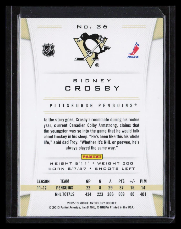 2012-13 Panini Rookie Anthology Sidney Crosby #36 - Image 2 of 2