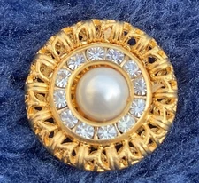 Crystal Gold Plated Rhinestone Shank Button w/ hole Sewing Craft Circle Round