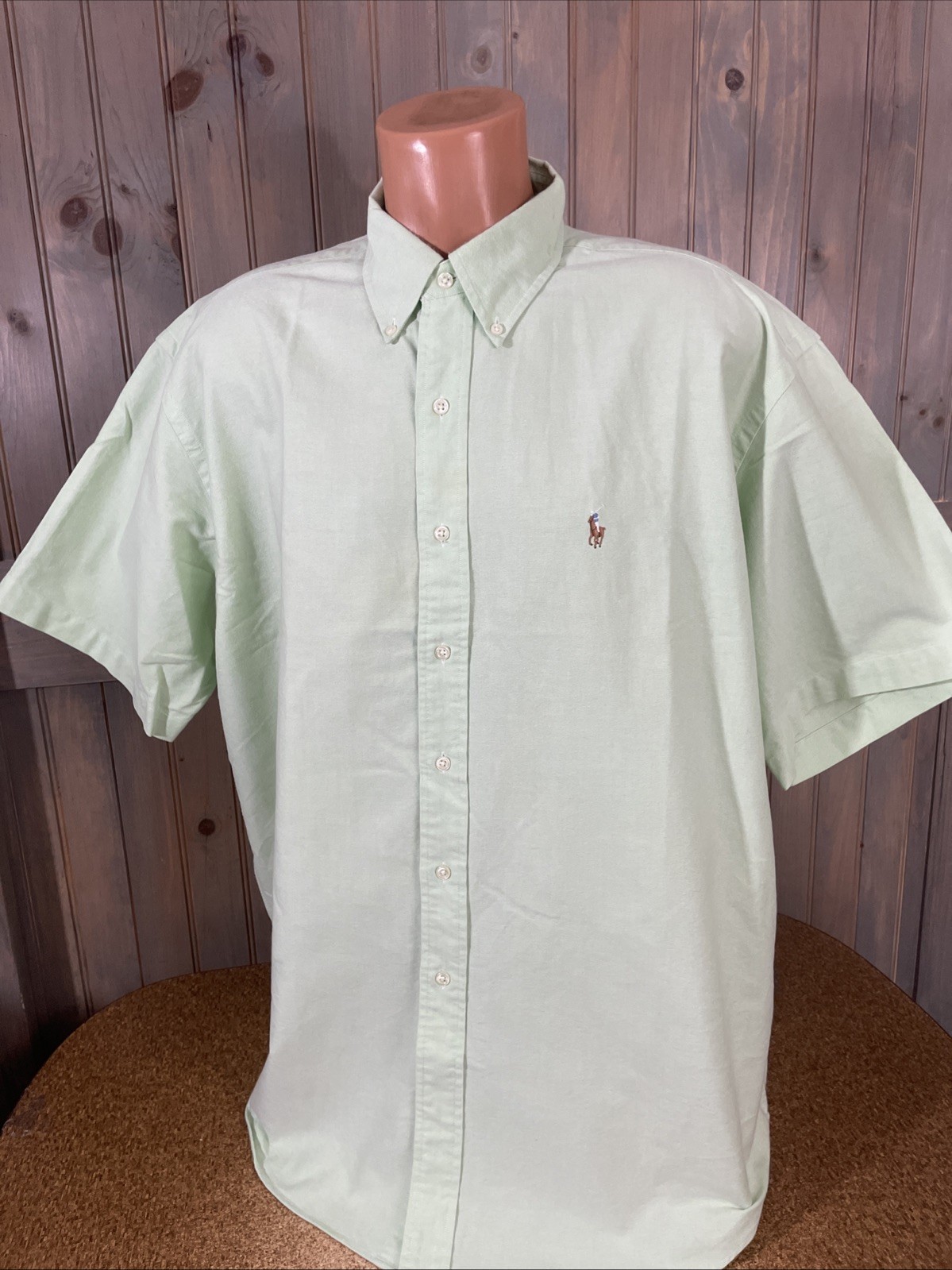 Polo Ralph Lauren vintage manica corta bottoni verde camicia pony XL BLAKE