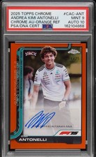 🔥 Kimi Antonelli  2025 Topps Chrome F1 Orange Refractor Auto Rc Psa 9 10🔥 🏆