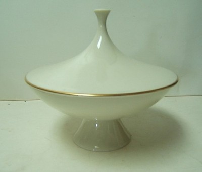 Vtg MCM Mid Century Lenox Beverly Collection Candy Jar with Lid 7 1/2'' Diameter