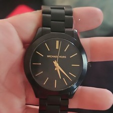 Michael Kors Slim Runway Black Metal Quartz Analog Dress Watch Water-Resistant