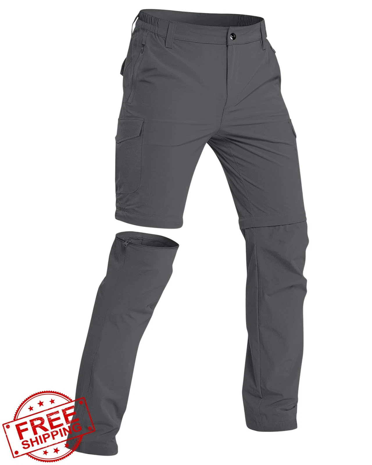 DOWMQ Mens Hiking Pants Stretch Quick Dry Zip-Off Cargo