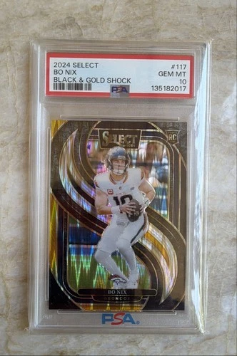 🔥BO NIX PSA 10🔥2024 Panini Select Premier Level Black & Gold Shock Prizm (RC)