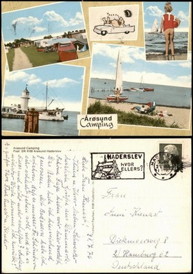 Hadersleben Haderslev MB Årøsund Camping with Beach, Harbour and Lighthouse 1976