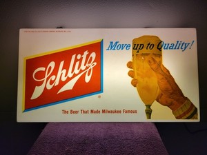 Vintage 1958 Schlitz Beer Bar Light Up Advertising Sign 20x11 Inches