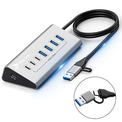 REAGLE USB-C 3.2 HUB 7in1 4 x USB-A 3 x USB-C 36W Verteiler Splitter Adapter