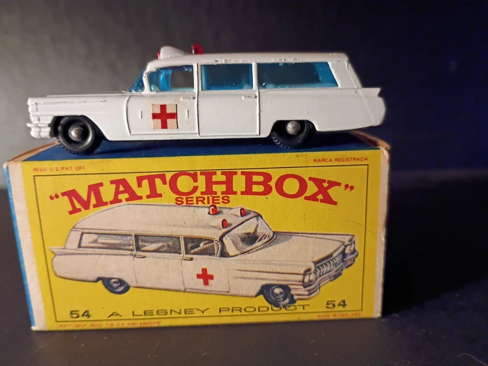 Matchbox #54B Cadillac Ambulance Small  Label VN Mint In Solid  Original E3 Box - Image 4 of 4