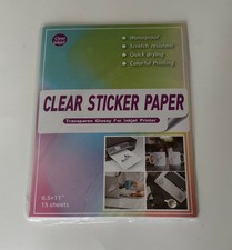 15 Sheets HCH Clear Printable Vinyl Sticker Paper 8.5x11 Waterproof Inkjet
