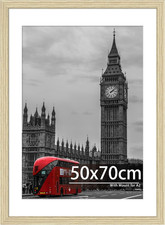 50X70Cm Oak Wood Frame, Engineered Wood and Plexiglass, Picture Frames 50Cm X 70