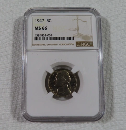 1947-P Jefferson Nickel Graded by NGC at a MS66, Great Condition & Color   #3