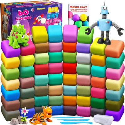 Air Dry Clay 60 Colors, Modeling Clay for Kids, DIY Molding Magic Clay, Gift ...