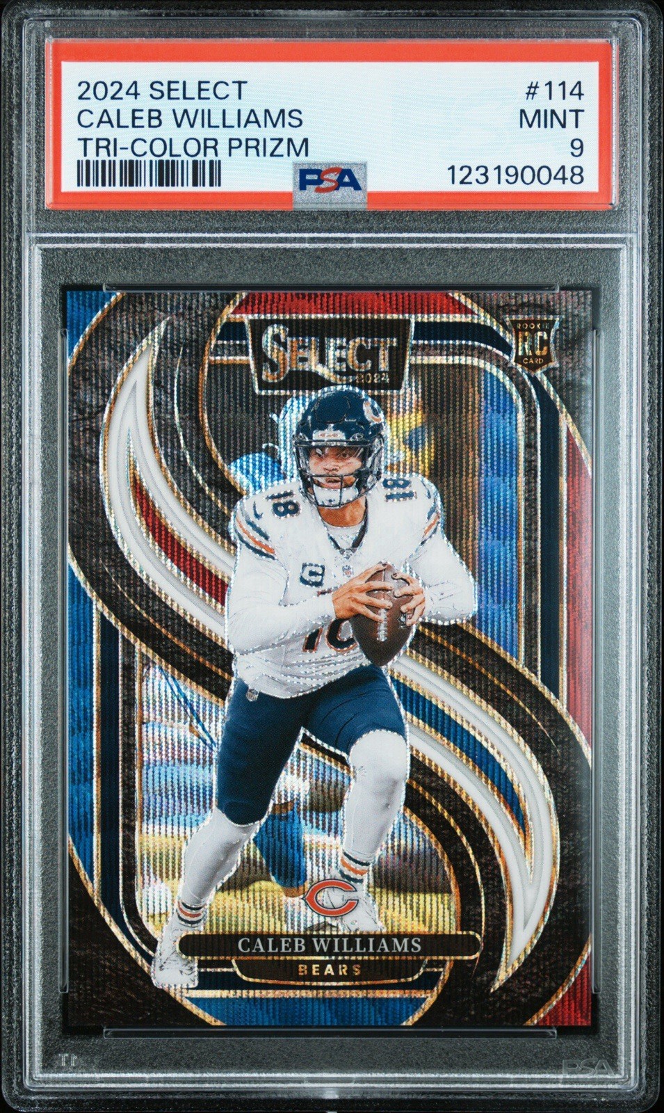2024 Panini Select - Premier Level Caleb Williams #114 Tri-Color Prizm /249 (RC)