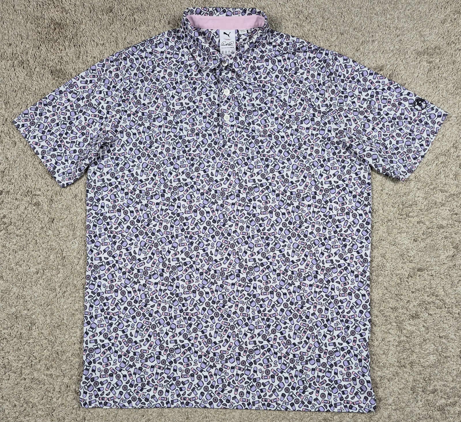 Puma x Arnold Palmer Mixer Golf Performance Polo Shirt White Cocktail Drink M