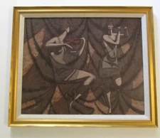 KERMIT EPPERSON PAINTING AMERICAN EXPRESSIONIST MUSICIAN WOMEN WOMAN PORTRAIT