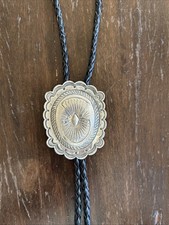 Large Sterling Navajo Stamped Bolo with Tips
