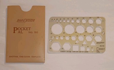 1960s Engineering Drawing BEROL RAPIDESIGN #R-50 Pocket Pal geometric shapes