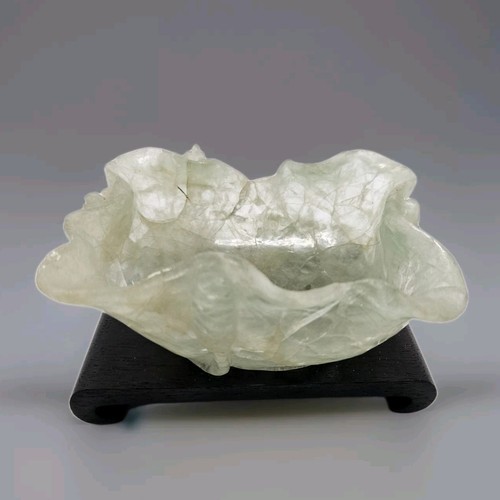Antique Hand Carved Chinese Fluorite Bowl Lotus