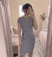 J. McLaughlin Women's M Elora Nautical Stripe Side Tie Dress Catalina Cloth