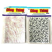 Large Cling Mount Stamps Butterflies Roses 5.5x4.25" NEW Scrapbooking Stamping