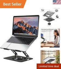 Adjustable Foldable Laptop Stand with 360  Rotation, Heat Vent, Fits 10  16" Blac