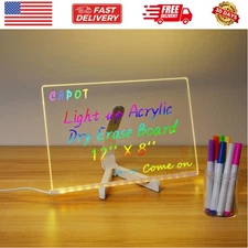 Acrylic Dry Erase Board with Light 11.8 X 7.9” Clear Light up Dry Erase Board...