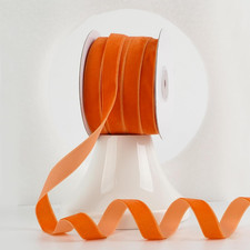 Orange Velvet Ribbon 5/8 Inch Single Face Nylon Velvet Ribbon 25 Yards