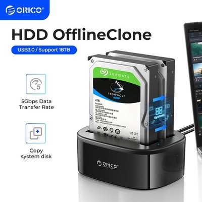 ORICO Dual Bay HDD Docking Station Offline Clone for 2.5''  3.5'' SSD HDD Case
