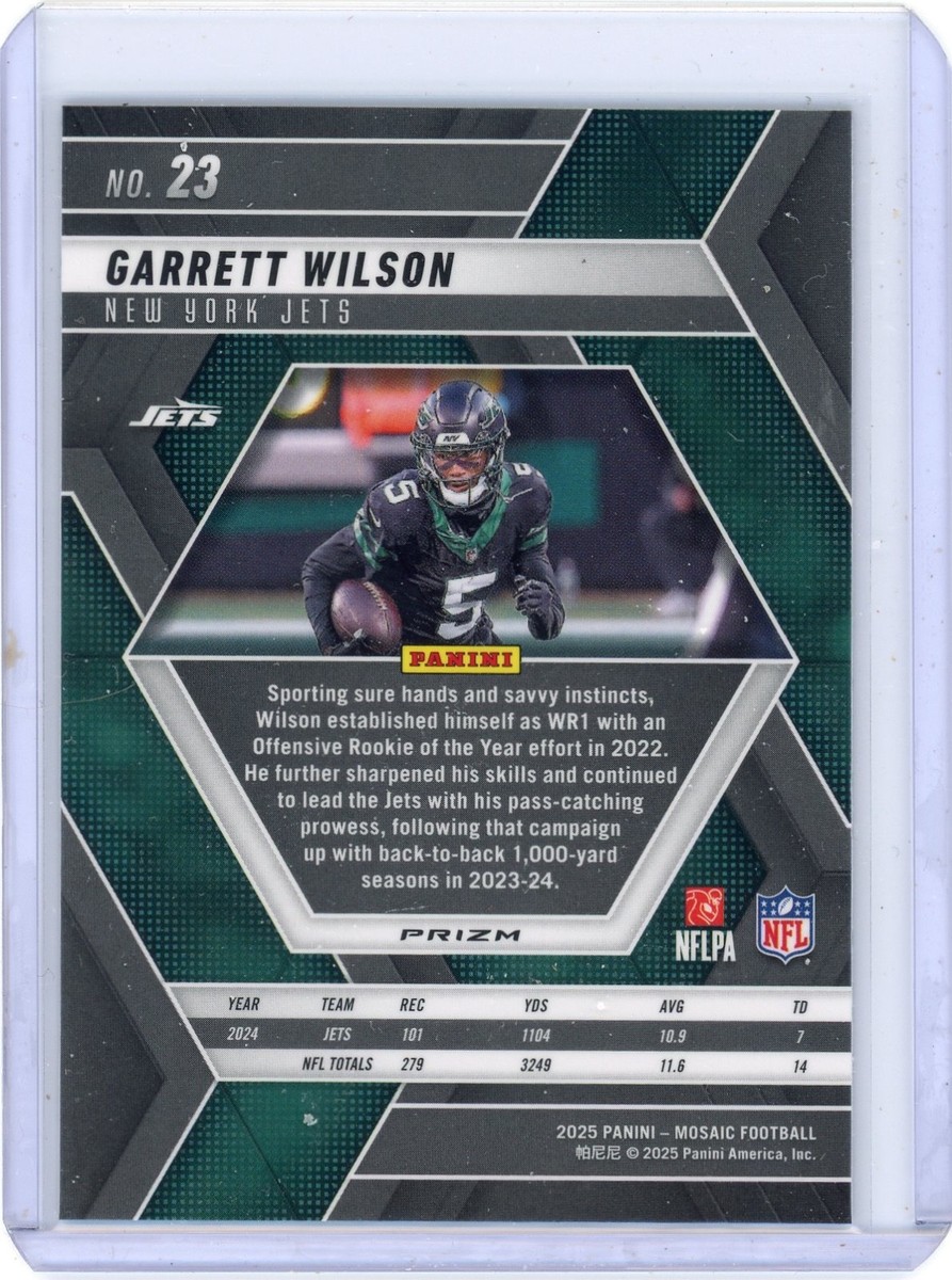 2025 Panini Mosaic Garrett Wilson Green Mosaic Prizm England Games