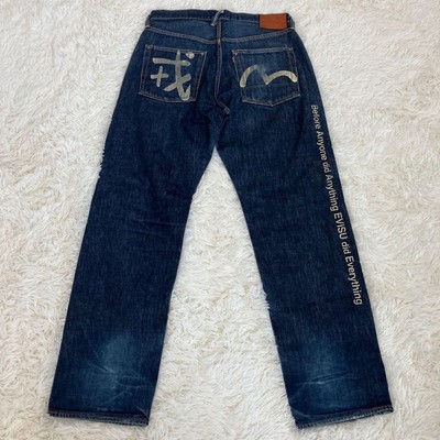 Evisu MEN Elvis Presley Red & White Ears Jeans Size 34-35 Excellent Used