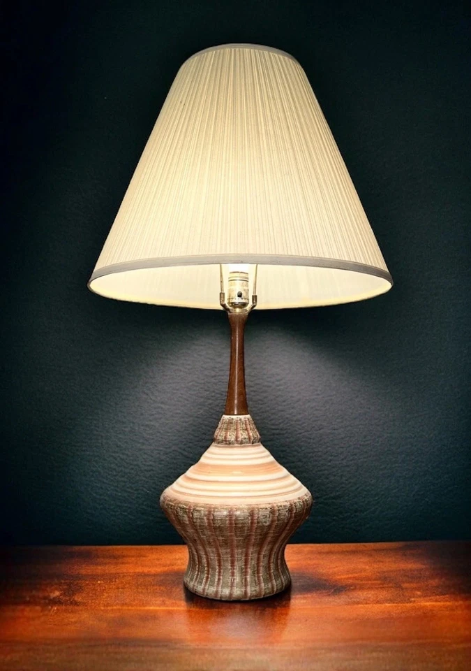 Vintage MCM Mid Century Modern Atomic Table Lamp Striped - Image 3 of 4