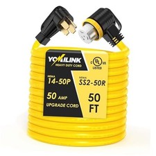 50 Feet 50 Amp RV/Generator Cord, UL Listed, 100 Copper Wire, NEMA 14 50 FT