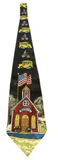 Vintage Roberto Cellini School Scenes Necktie Imported By Executive Ties
