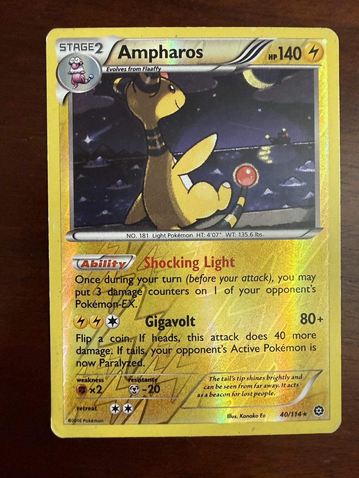 Ampharos - Steam Siege 40/114 Rare Holo (DMG) Reverse Holo
