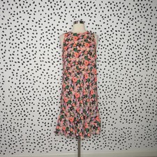 J. Crew Mercantile Floral Ruched Waist Neon Floral Ruffle Hem Dress Size 12