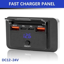 RV USB Outlet Dual USB A Type-C Ports Car Fast Charger Socket Panel for Boat Car