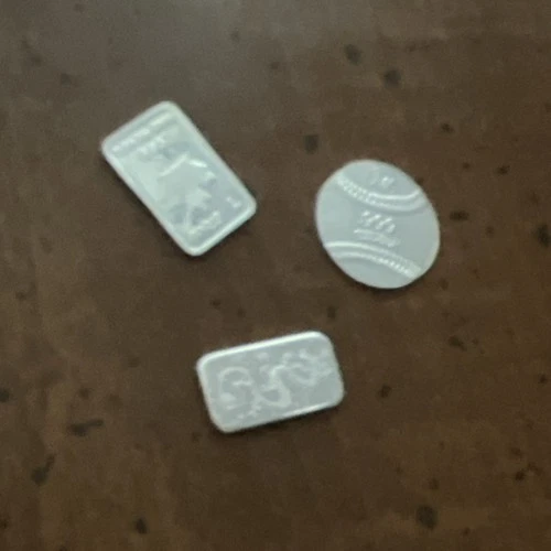 Silver 1g Bar & 1g Round Lot .999 Fine, 3g Total Silver Bullion Collectible