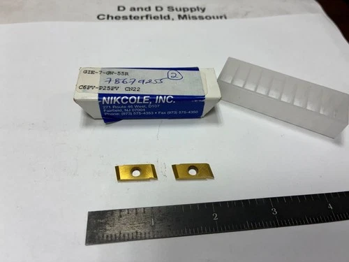 Lot of 2, NIKCOLE GIE-7-GW-55R, Carbide Threading Inserts, Right Hand, 2 mm, TiN