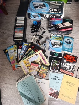 RARE VINTAGE ORIC-1 HOME COMPUTER LARGE KONVOLUT - GAMES, MAGAZINES - BOXED TESTED
