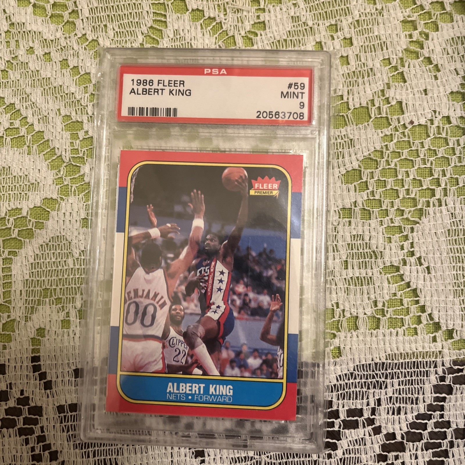 Psa 9 1986 Fleer basketball Albert King New Jersey Nets #59