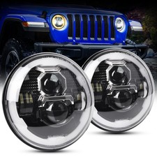 Pair 7 Inch Led Headlights Drl Turn Signal For Jeep Wrangler Jk Tj Cj 1997-2018