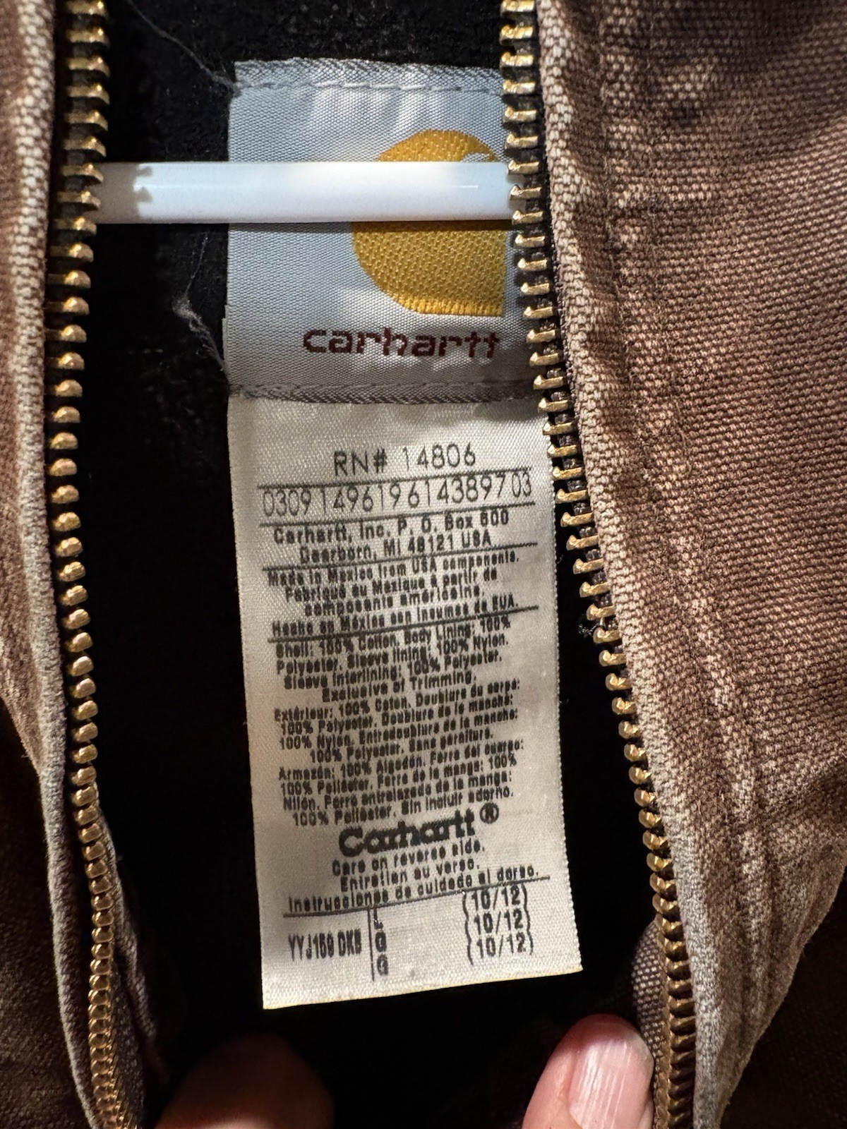 Carhartt VTG Jacket Fleece Lined Youth L 1/12 YYJ159 DKB Dark Brown Hooded Coat thumbnail 8