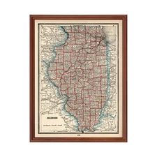 Old Map of Illinois 1893 - Vintage Illinois Art