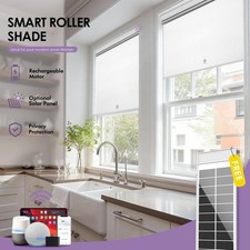 Motorized Roller Blinds with Remote Control Solar Panel Included total blackout