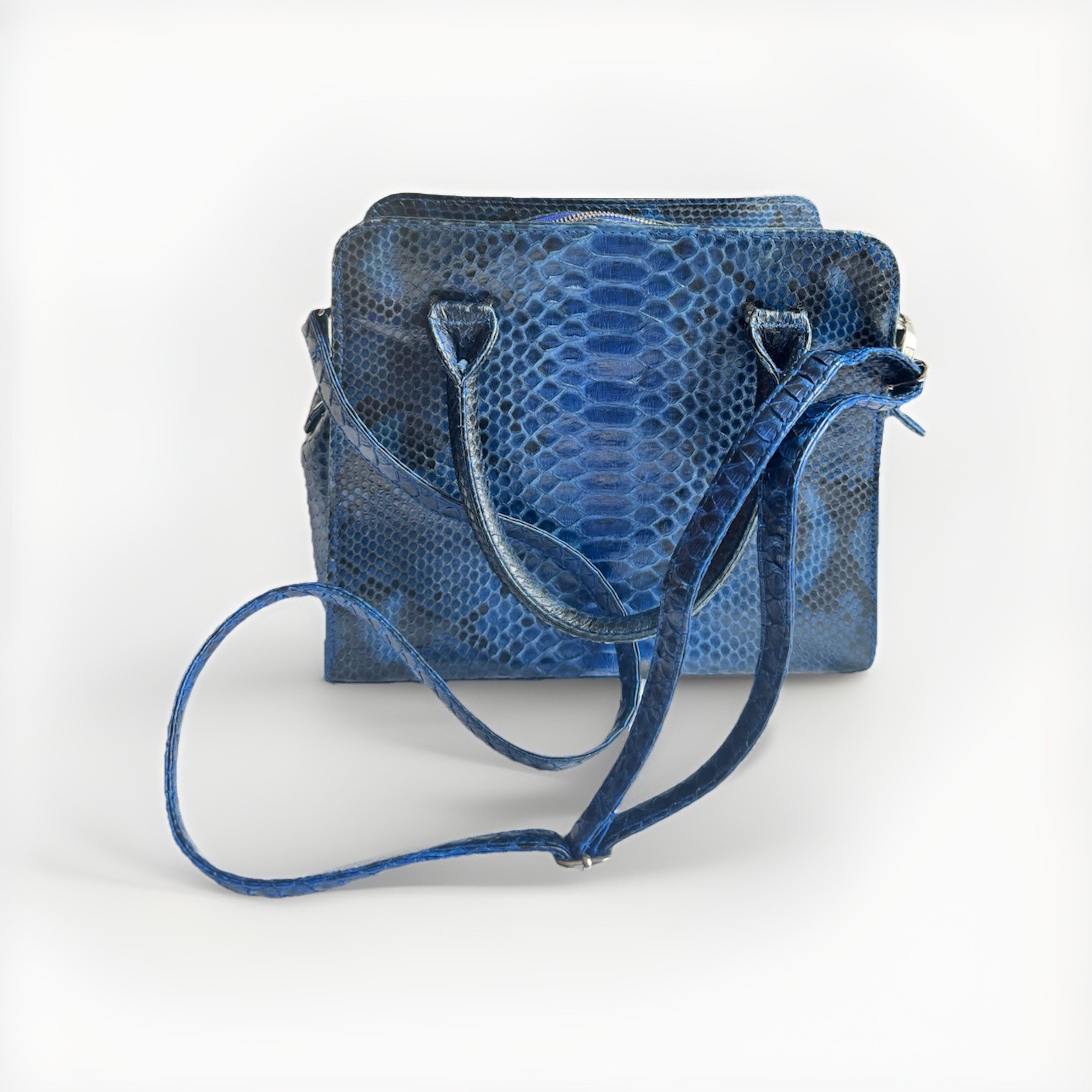Genuine Indonesian Python Snakeskin Blue Structur… - image 1