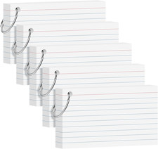 White Index Cards 3X5 Inch Flash Cards with Ring Lined Flashcards Heavyweight No
