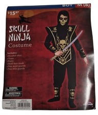 Fun World Boys Medium 8 Skull Ninja 8 piece Halloween Dress Up Costume New