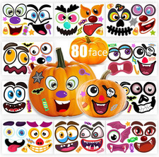 80 Packs Pumpkin Decorating Kit - Make Pumpkin Face Stickers in 20 Designs